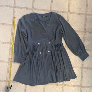 Misguided Elegant Gray Long Sleeve Dress